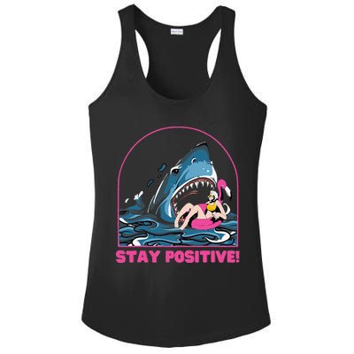 Funny Stay Positive Shark Beach Motivational Quote Ladies PosiCharge Competitor Racerback Tank