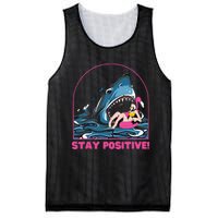 Funny Stay Positive Shark Beach Motivational Quote Mesh Reversible Basketball Jersey Tank