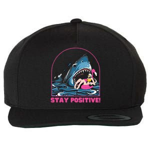 Funny Stay Positive Shark Beach Motivational Quote Wool Snapback Cap