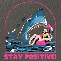 Funny Stay Positive Shark Beach Motivational Quote Cotton Canvas Backpack