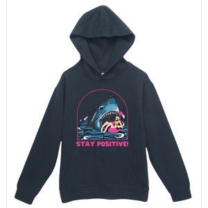 Funny Stay Positive Shark Beach Motivational Quote Urban Pullover Hoodie