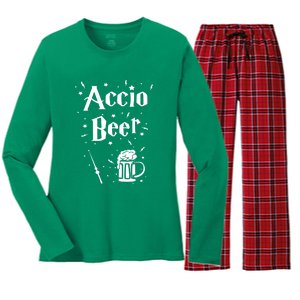 Funny St. PatrickS Day Irish Accio Beer Gift Women's Long Sleeve Flannel Pajama Set 