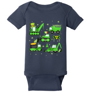 Funny St Patricks Day Crane Truck Construction Baby Bodysuit