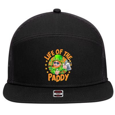 Funny St Patricks Day Life Of The Paddy Leprechaun Beer 7 Panel Mesh Trucker Snapback Hat
