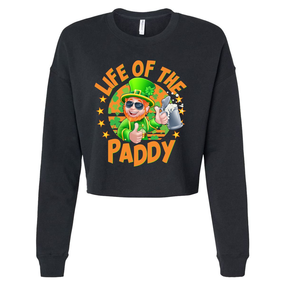 Funny St Patricks Day Life Of The Paddy Leprechaun Beer Cropped Pullover Crew