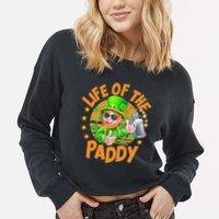Funny St Patricks Day Life Of The Paddy Leprechaun Beer Cropped Pullover Crew