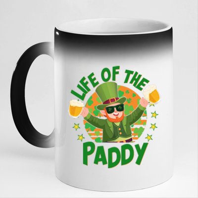 Funny St Patricks Day Life Of The Paddy Leprechaun With Beers 11oz Black Color Changing Mug