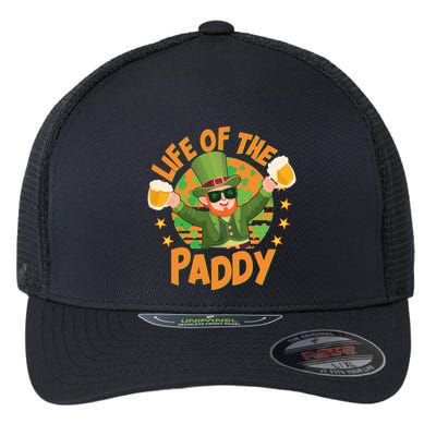 Funny St Patricks Day Life Of The Paddy Leprechaun With Beers Flexfit Unipanel Trucker Cap