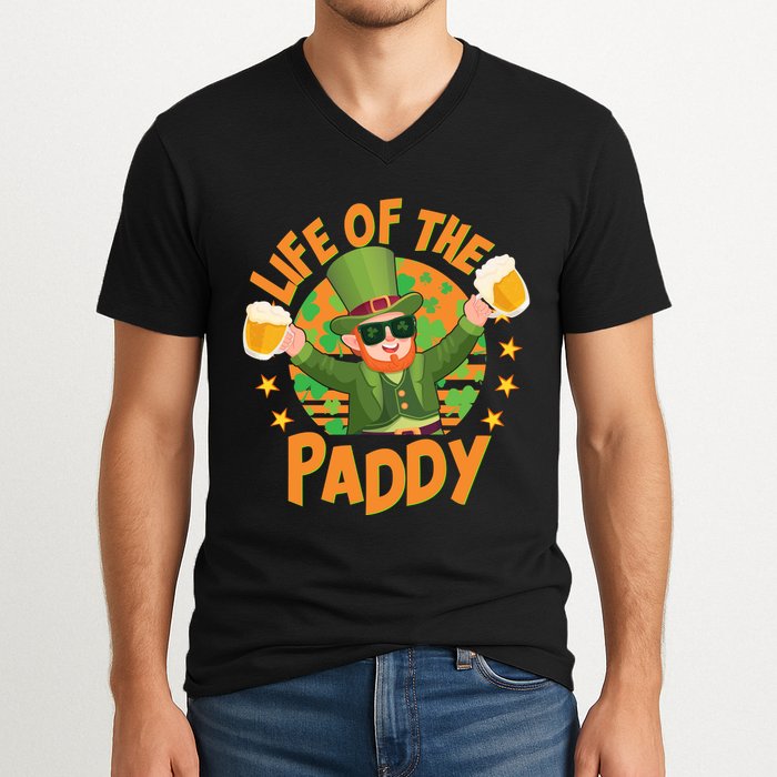 Funny St Patricks Day Life Of The Paddy Leprechaun With Beers V-Neck T-Shirt