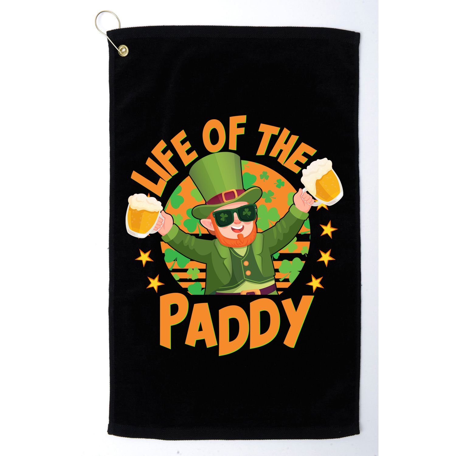 Funny St Patricks Day Life Of The Paddy Leprechaun With Beers Golf Towel