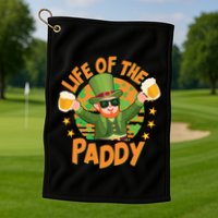 Funny St Patricks Day Life Of The Paddy Leprechaun With Beers Golf Towel