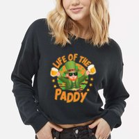 Funny St Patricks Day Life Of The Paddy Leprechaun With Beers Cropped Pullover Crew