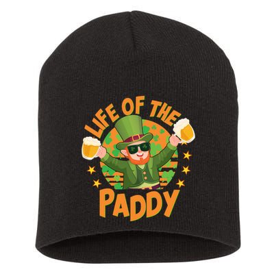 Funny St Patricks Day Life Of The Paddy Leprechaun With Beers Short Acrylic Beanie