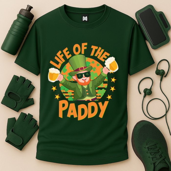 Funny St Patricks Day Life Of The Paddy Leprechaun With Beers Performance Shirt