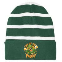 Funny St Patricks Day Life Of The Paddy Leprechaun With Beers Striped Beanie with Solid Band