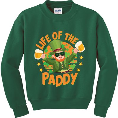 Funny St Patricks Day Life Of The Paddy Leprechaun With Beers Kids Sweatshirt