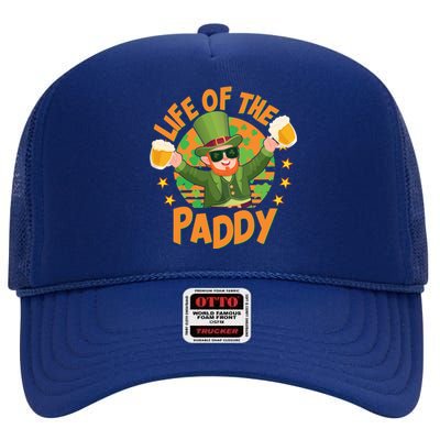 Funny St Patricks Day Life Of The Paddy Leprechaun With Beers High Crown Mesh Back Trucker Hat