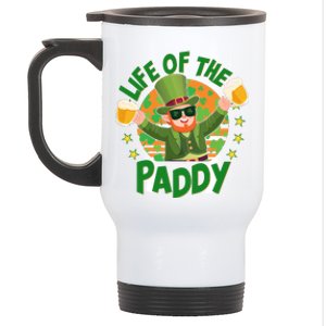 Funny St Patricks Day Life Of The Paddy Leprechaun With Beers Stainless Steel Travel Mug