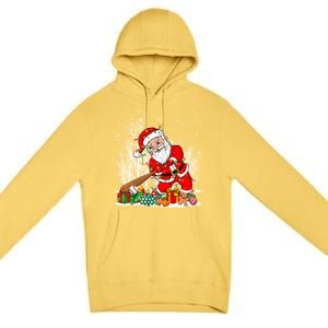 Funny Santa Playing Baseball Christmas Tree Lights Xmas Pjs Great Gift Premium Pullover Hoodie