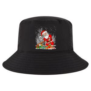 Funny Santa Playing Baseball Christmas Tree Lights Xmas Pjs Great Gift Cool Comfort Performance Bucket Hat