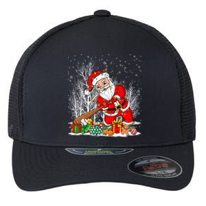 Funny Santa Playing Baseball Christmas Tree Lights Xmas Pjs Great Gift Flexfit Unipanel Trucker Cap