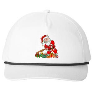 Funny Santa Playing Baseball Christmas Tree Lights Xmas Pjs Great Gift Snapback Five-Panel Rope Hat