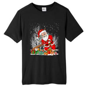 Funny Santa Playing Baseball Christmas Tree Lights Xmas Pjs Great Gift Tall Fusion ChromaSoft Performance T-Shirt