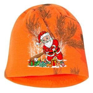 Funny Santa Playing Baseball Christmas Tree Lights Xmas Pjs Great Gift Kati - Camo Knit Beanie