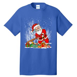 Funny Santa Playing Baseball Christmas Tree Lights Xmas Pjs Great Gift Tall T-Shirt