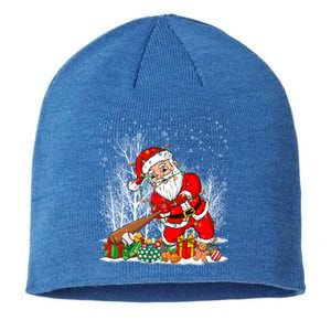 Funny Santa Playing Baseball Christmas Tree Lights Xmas Pjs Great Gift Sustainable Beanie