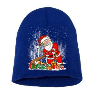 Funny Santa Playing Baseball Christmas Tree Lights Xmas Pjs Great Gift Short Acrylic Beanie