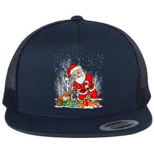 Funny Santa Playing Baseball Christmas Tree Lights Xmas Pjs Great Gift Flat Bill Trucker Hat