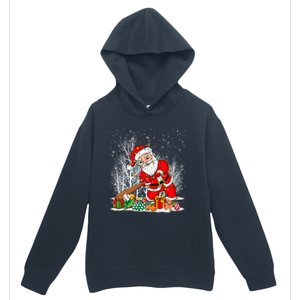 Funny Santa Playing Baseball Christmas Tree Lights Xmas Pjs Great Gift Urban Pullover Hoodie