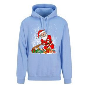 Funny Santa Playing Baseball Christmas Tree Lights Xmas Pjs Great Gift Unisex Surf Hoodie