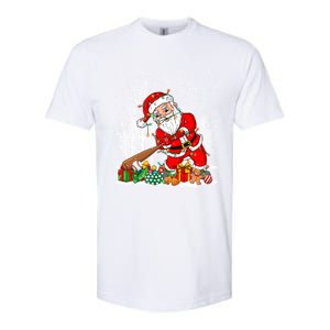 Funny Santa Playing Baseball Christmas Tree Lights Xmas Pjs Great Gift Softstyle CVC T-Shirt