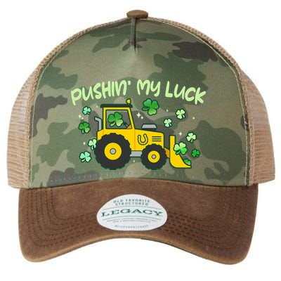Funny St Patricks Day Pushin My Luck Bulldozer Legacy Tie Dye Trucker Hat