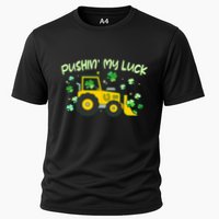 Funny St Patricks Day Pushin My Luck Bulldozer Performance Shirt