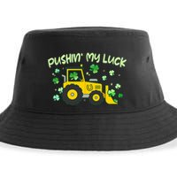 Funny St Patricks Day Pushin My Luck Bulldozer Sustainable Bucket Hat