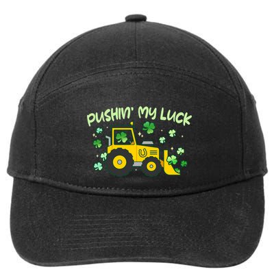 Funny St Patricks Day Pushin My Luck Bulldozer 7-Panel Snapback Hat