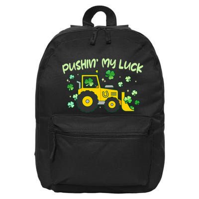 Funny St Patricks Day Pushin My Luck Bulldozer 16 in Basic Backpack