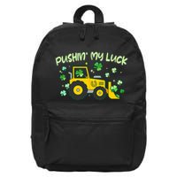 Funny St Patricks Day Pushin My Luck Bulldozer 16 in Basic Backpack