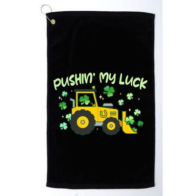 Funny St Patricks Day Pushin My Luck Bulldozer Golf Towel