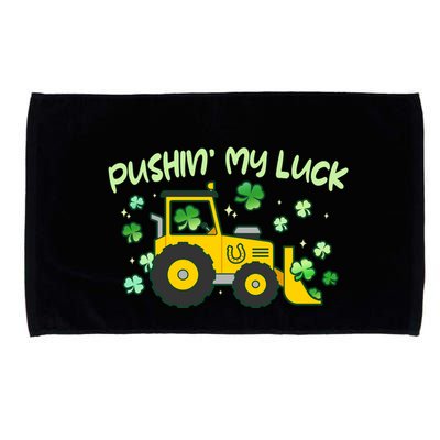 Funny St Patricks Day Pushin My Luck Bulldozer Microfiber Hand Towel