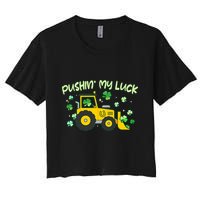 Funny St Patricks Day Pushin My Luck Bulldozer Crop Top