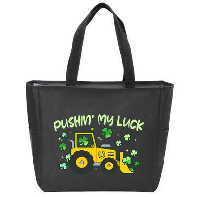 Funny St Patricks Day Pushin My Luck Bulldozer Zip Tote Bag