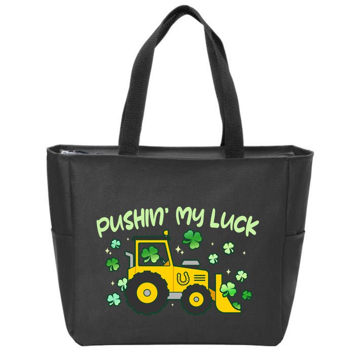 Funny St Patricks Day Pushin My Luck Bulldozer Zip Tote Bag