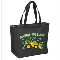 Funny St Patricks Day Pushin My Luck Bulldozer Zip Tote Bag