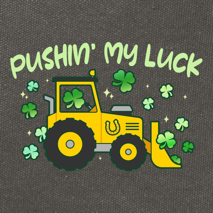 Funny St Patricks Day Pushin My Luck Bulldozer Cotton Canvas Backpack