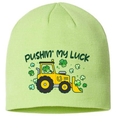 Funny St Patricks Day Pushin My Luck Bulldozer Sustainable Beanie