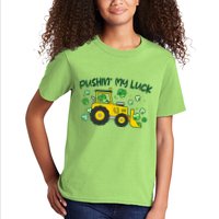 Funny St Patricks Day Pushin My Luck Bulldozer Kids T-Shirt